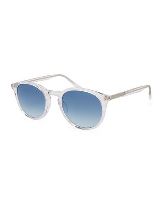Men's Round Gradient Transparent Acetate Sunglasses