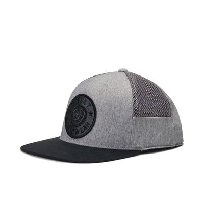 Men's Round Logo Patch Cap in Grey Cotton/Rayon/Spandex, Size: OS by Ariat