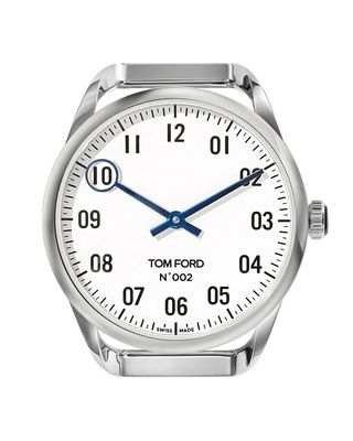 Men's Round Polished Stainless Steel Case, White Dial, Large