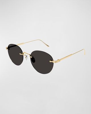 Men's Round Rimless Metal Sunglasses