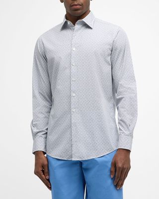Men's Rowallan Cotton Geometric-Print Sport Shirt