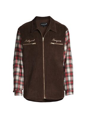 Men's Roy Rogers Zip-Up Corduroy Shirt - Brown - Size Medium