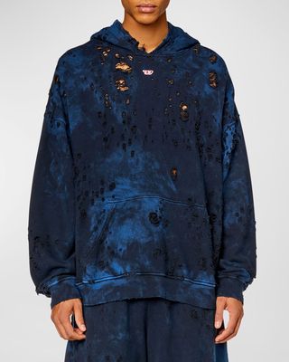 Men's S-Boxt-Hood-N9 Marble-Effect Distressed Sweatshirt