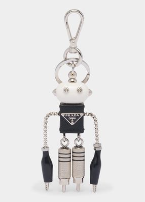 Men's Saffiano Leather Edward Trick Robot Keychain