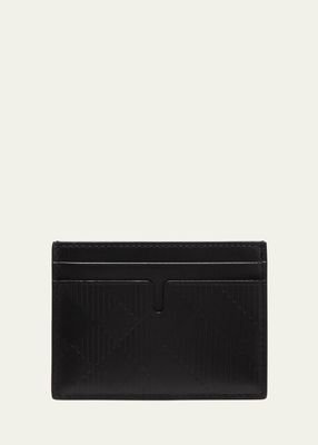 Men's Sandon Embossed Check Leather Card Holder