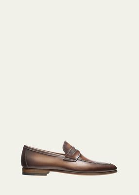Men's Sasso Burnished Leather Penny Loafers