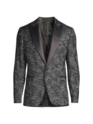 Men's Satin Lapel Velvet Dinner Jacket - Grey - Size 40 - Grey - Size 40