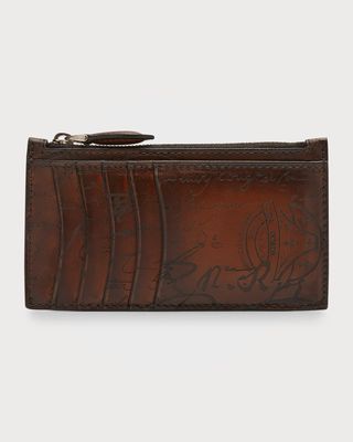 Men's Scritto Leather Zip Card Case