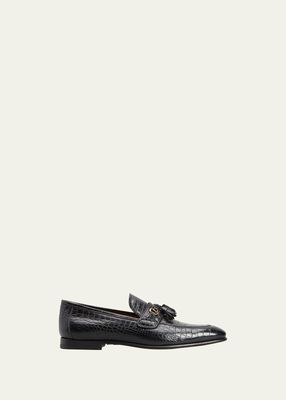 Men's Sean Alligator-Printed Leather Tassel Loafers