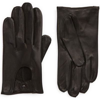 Men's Seymoure Washable Leather Driver Gloves in Black 