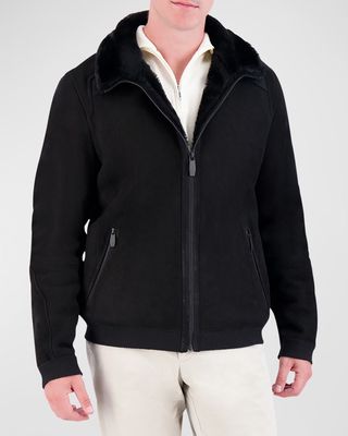 Men's Shearling Lamb Zip-Front Jacket