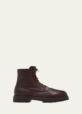 Men's Shearling-Lined Deerskin Lace-Up Boots