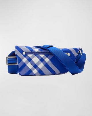 Men's Shield Check Nylon Crossbody Bag