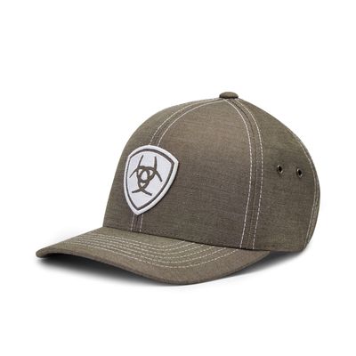 Men's Shield Logo Patch Cap in Grey Cotton/Rayon/Spandex, Size: OS by Ariat