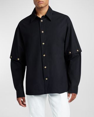 Men's Shirt with Snap-Off Sleeves