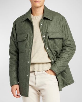 Men's Shonai Wish Wool and Cashmere Flannel Overshirt