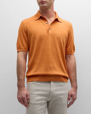 Men's Short Sleeve Knit Polo Sweater