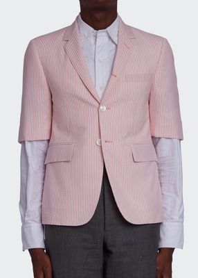 Men's Short-Sleeve Seersucker Sport Coat