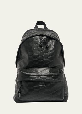 Men's Signature BB Embossed Leather Backpack