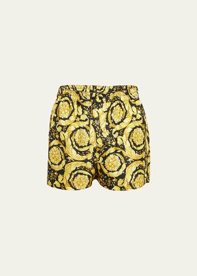 Men's Silk Baroque-Print Pajama Shorts
