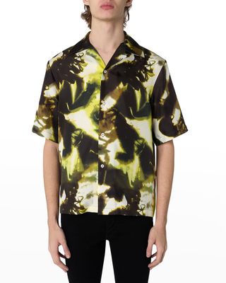 Men's Silk Camouflage Camp Shirt