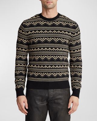 Men's Silk-Cashmere Patterned Sweater