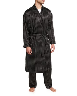 Men's Silk Dot Shawl Robe