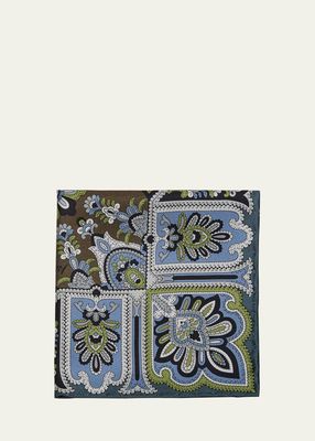 Men's Silk Floral-Paisley Pocket Square