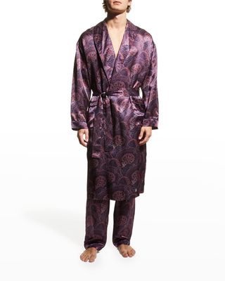 Men's Silk Paisley Shawl Robe