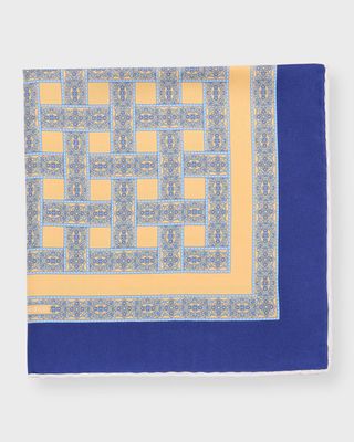 Men's Silk Quatrefoil-Print Handkerchief