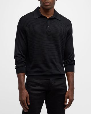 Men's Silk Ribbed Polo Shirt