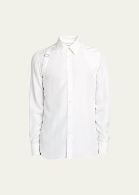 Men's Silk Satin Harness Dress Shirt