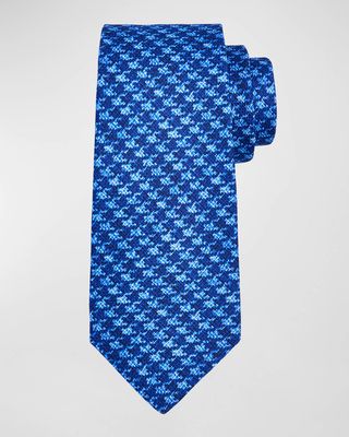 Men's Silk Tonal Houndstooth Tie