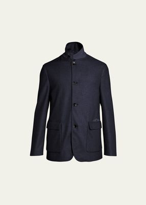 Men's Silk Tweed 4-Button Blazer Jacket