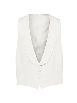 Men's Silk Twill Waistcoat With Shawl Lapels - Off White - Size 34