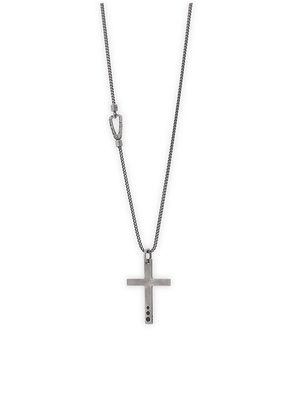 Men's Silver & Enamel The Cross Pendant Necklace - Black - Black