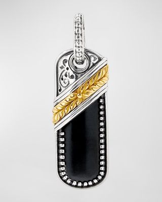 Men's Silver & Gold Oblong Pendant with Black Onyx