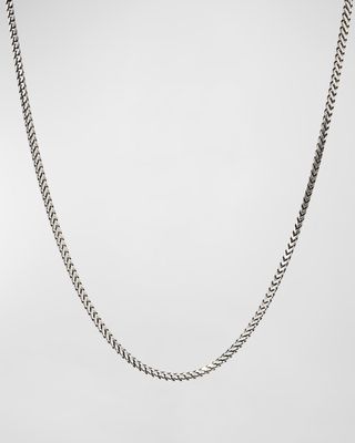 Men's Silver Wheat Chain Necklace, 20"L
