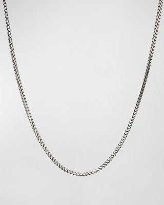Men's Silver Wheat Chain Necklace, 22"L