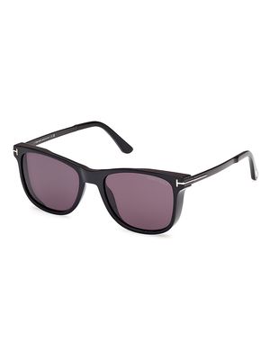 Men's Sinatra 53MM Square Sunglasses - Shiny Black Deep Purple