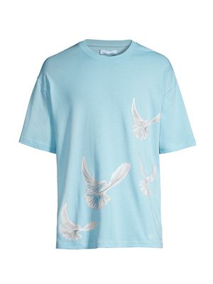 Men's Singing Doves T-shirt - Blue - Size Medium