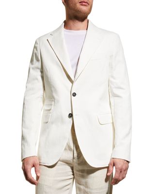 Men's Single-Breasted Solid Cotton Sport Jacket