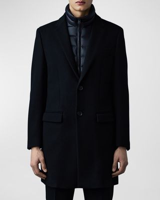 Men's Skai-Z Double-Face Wool Top Coat with Removable Down Liner