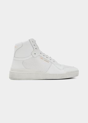 Men's SL24 Perforated Leather Mid-Top Sneakers