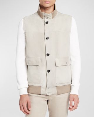 Men's Sleeveless Leather Blouson Vest