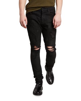 Men's Slim-Fit Coated Dark-Wash Jeans