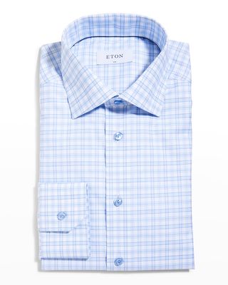 Men's Slim Fit Cotton-Stretch Plaid Dress Shirt