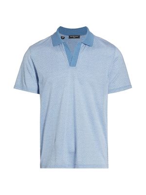 Men's Slim-Fit Criss-Cross Polo Shirt - Blue - Size XXL