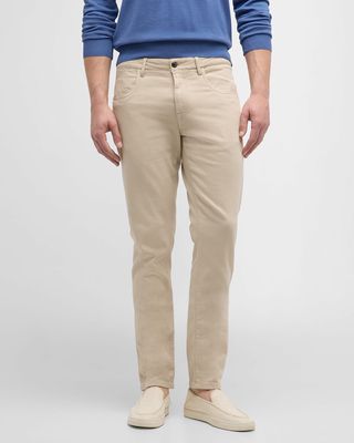 Men's Slim Fit Denim Flat-Front Pants