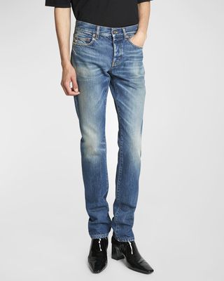 Men's Slim-Fit Faded Jeans